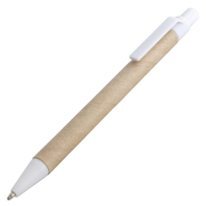 Bolígrafo BAVOVNA de material reciclado para impresión, color blanco