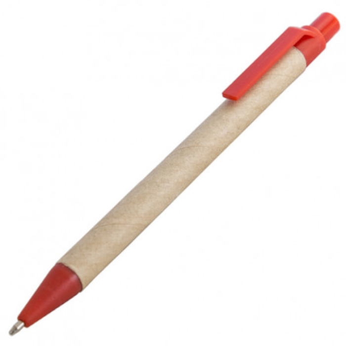 Bolígrafo BAVOVNA fabricado con material reciclado para impresión, color rojo