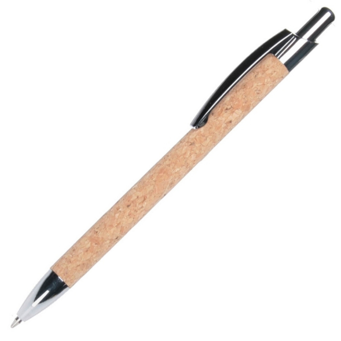 Bolígrafo ECO, material ecológico, en estuche, color marrón con inserciones plateadas