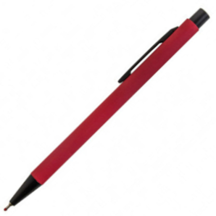 Bolígrafo ARIA metálico con tacto suave y logo espejo, color rojo