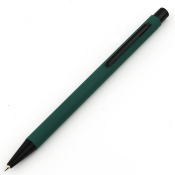 Bolígrafo ARIA metálico con tacto suave y logo espejo, color verde