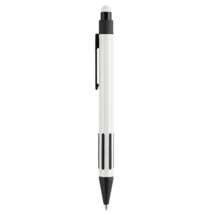 Bolígrafo ARIGINO TOUCH Black, superficie metálica para grabado, color blanco