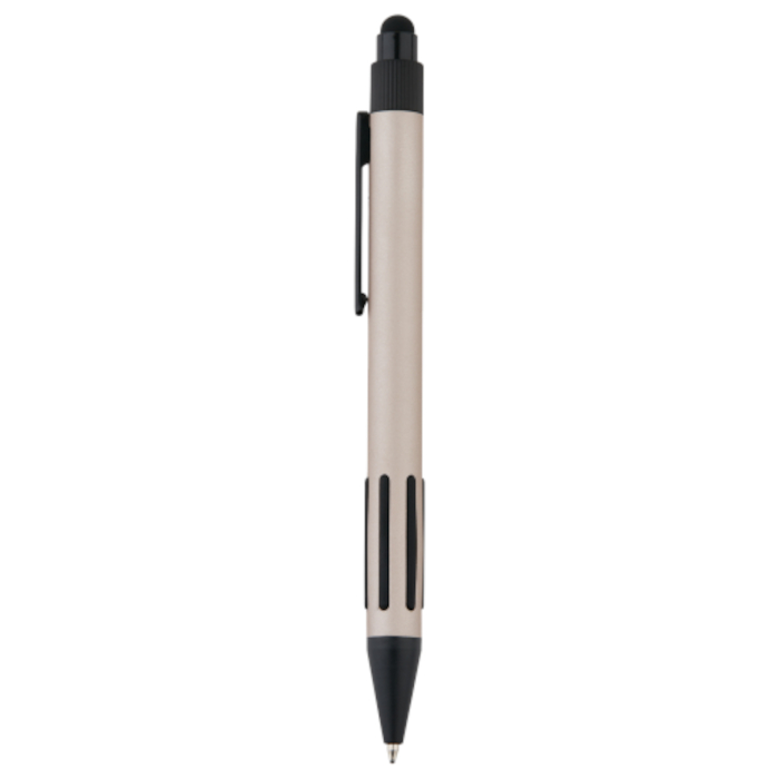 Bolígrafo ARIGINO TOUCH Black, superficie metálica para grabado, color beige