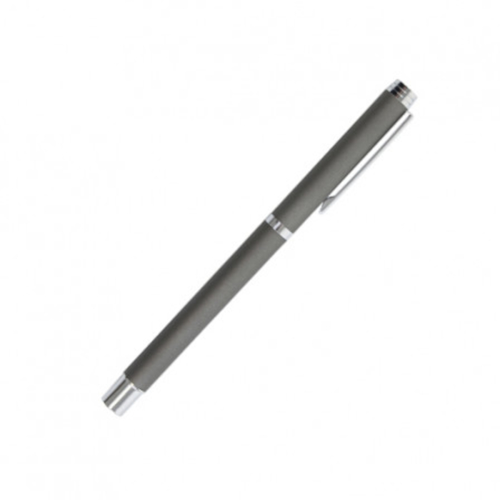 Bolígrafo KRAPPA, de metal, rollerball con fondo de logotipo espejado con inserciones de aluminio, color gris