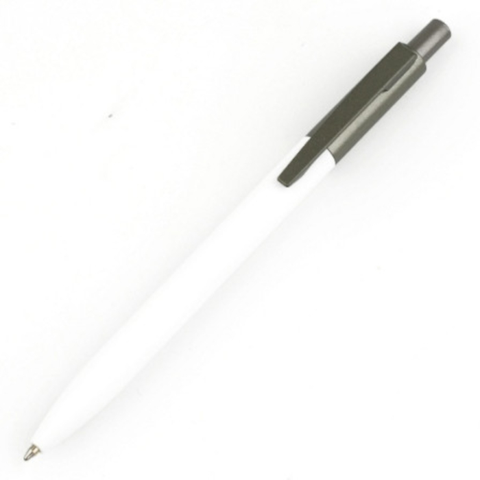 Bolígrafo metálico LORA con tacto suave y logo espejo, color blanco