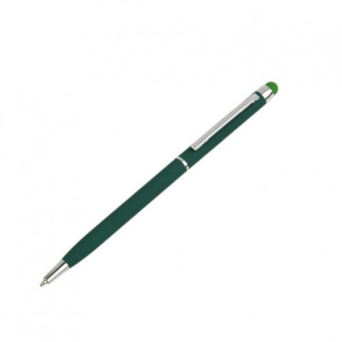Bolígrafo metálico con puntero STELA con logo de espejo, color verde