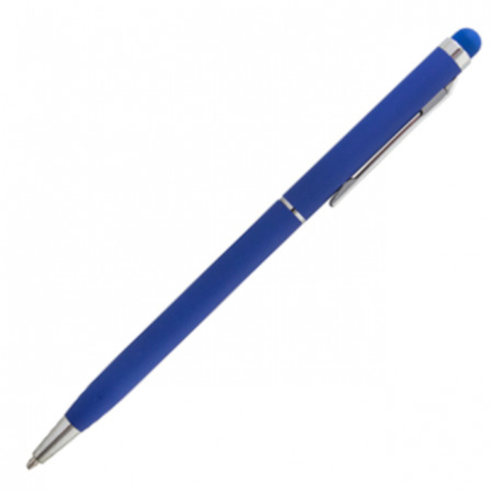 Bolígrafo metálico con puntero STELA con logo de espejo, color azul