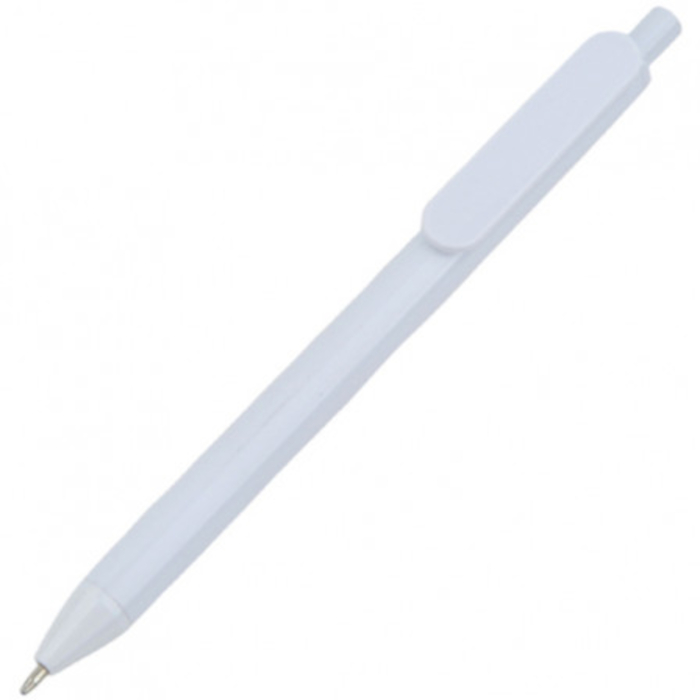 Bolígrafo con revestimiento brillante ADORA, material plástico, color blanco