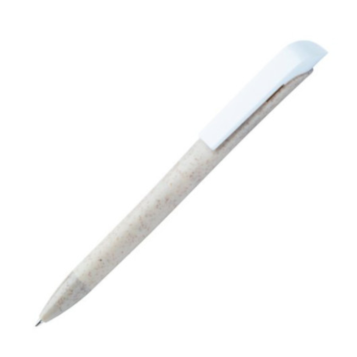 Bolígrafo VERBA con clip blanco, trigo/plástico, blanco