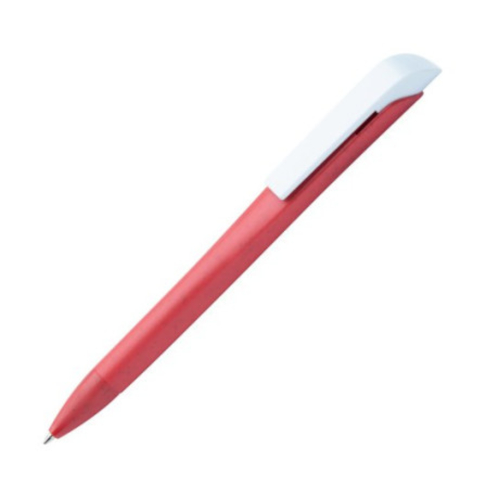 Bolígrafo VERBA con clip blanco, trigo/plástico, color rojo