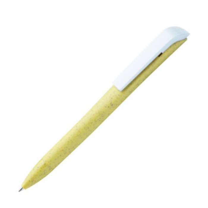 Bolígrafo VERBA con clip blanco, trigo/plástico, amarillo