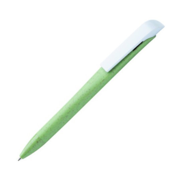 Bolígrafo VERBA con clip blanco, trigo/plástico, color verde