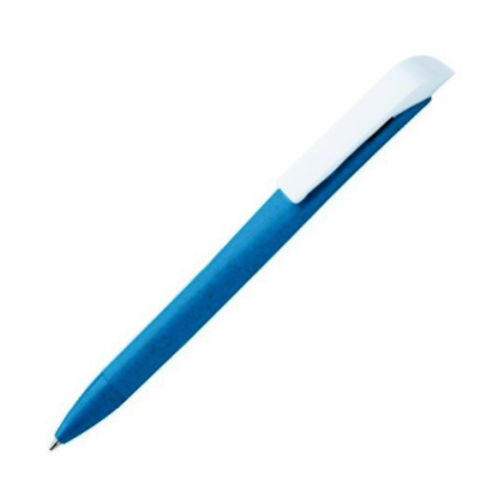 Bolígrafo VERBA con clip blanco, trigo/plástico, azul